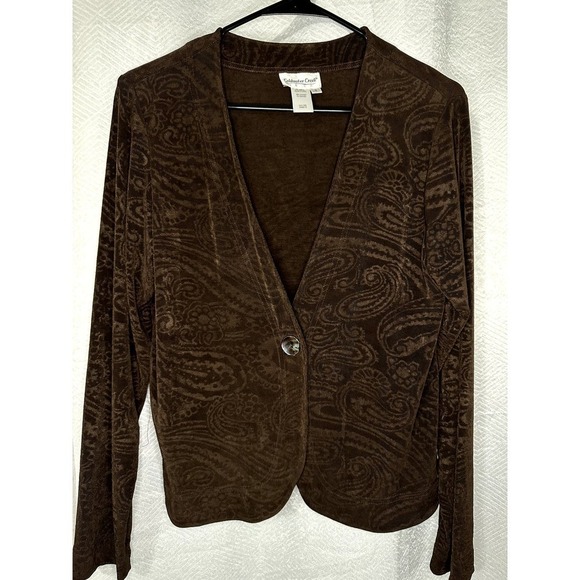 Coldwater Creek Paisley Print Lightweight Cardigan Brown Women's Sz Small Y2K - Picture 3 of 5